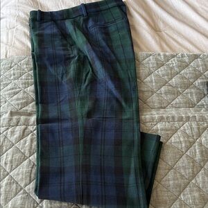 J. Crew Women's Plaid Straight Leg Pants in Green and Navy